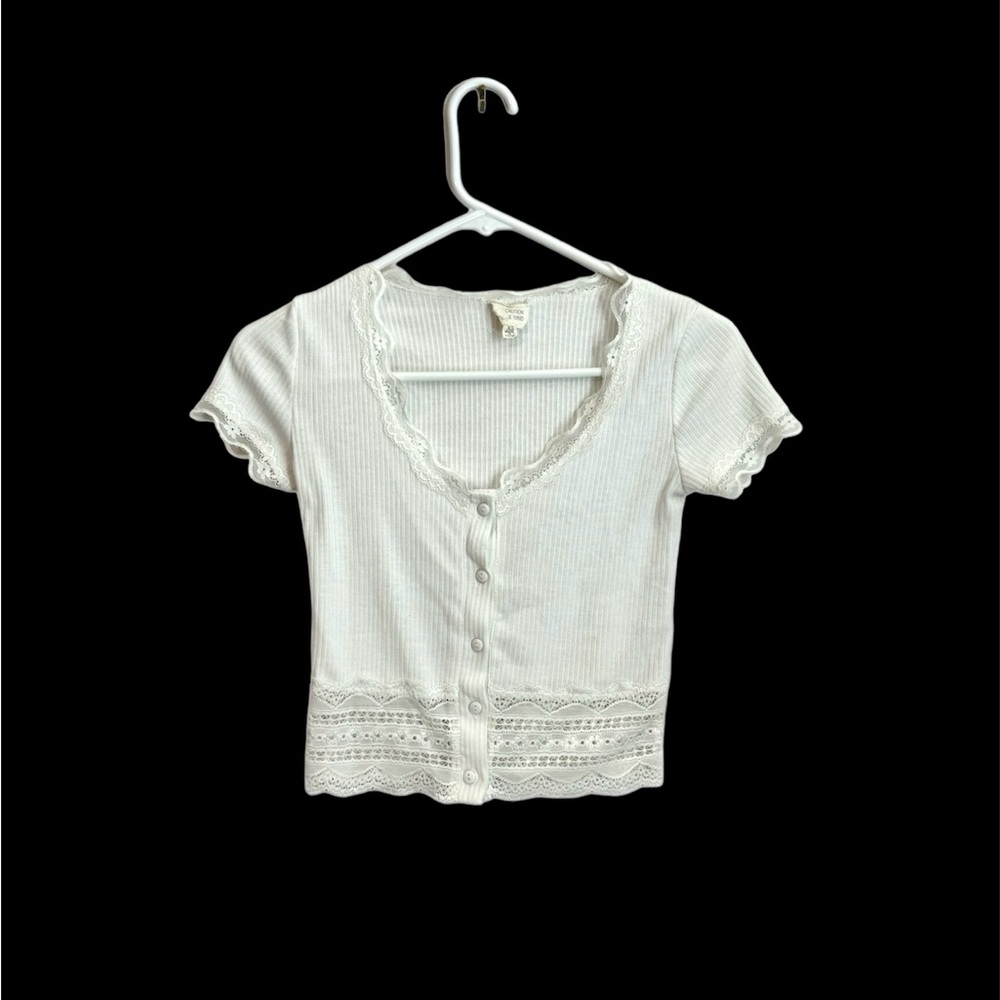 White Cotton Super Cropped Fitted Top Size XS